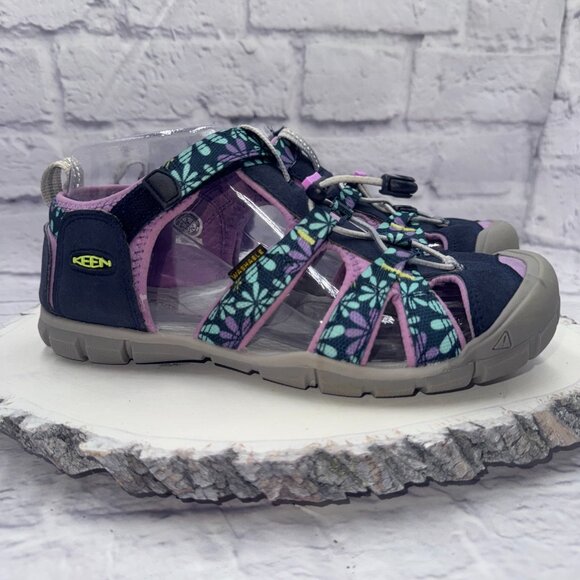 Keen Seacamp CNX Girls Lilac Sky Blue/Purple Floral Water Sandals Size 5 - Picture 1 of 12